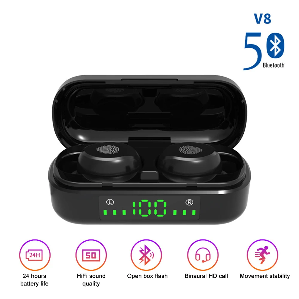 Jeden Ucho V8, Bezdrátové Bluetooth 4.0+Edr Sluchátka Sluchátka Sluchátka Sluchátka Stereo Bluetooth Sluchátka Pro Chytrý Telefon 4