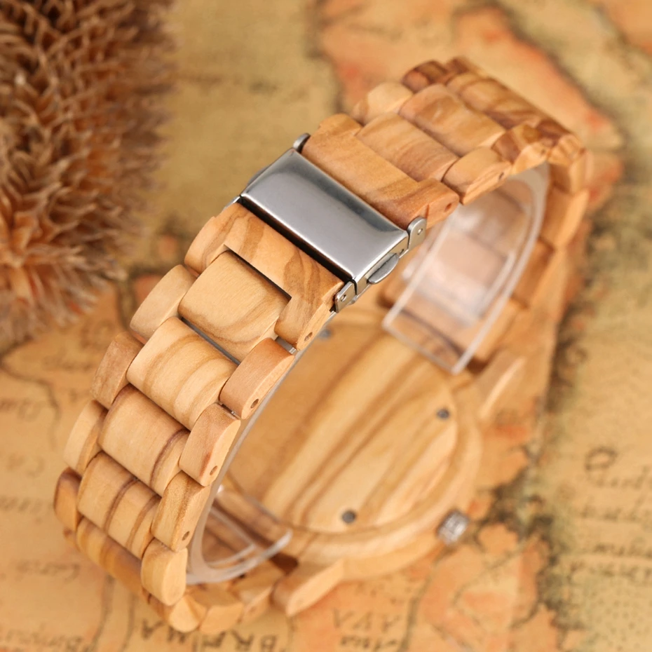 Jednoduché Dřevěné Hodinky Muži Quartz Náramkové hodinky Muž Minimalistický Přirozené Bambusové Dřevěné Kapela Náramek Mužské Manžela Dárek Náramkové Hodinky 3