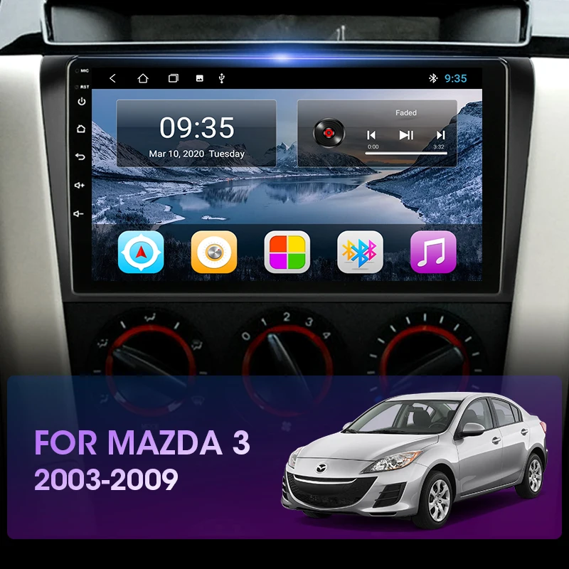 JMCQ Android 9.0 2+32G DSP autorádio Multimidia Video Přehrávač, GPS Navigace Stereo Pro Mazda 3 2003-2009 Mazda3 2din hlavní Jednotky 4