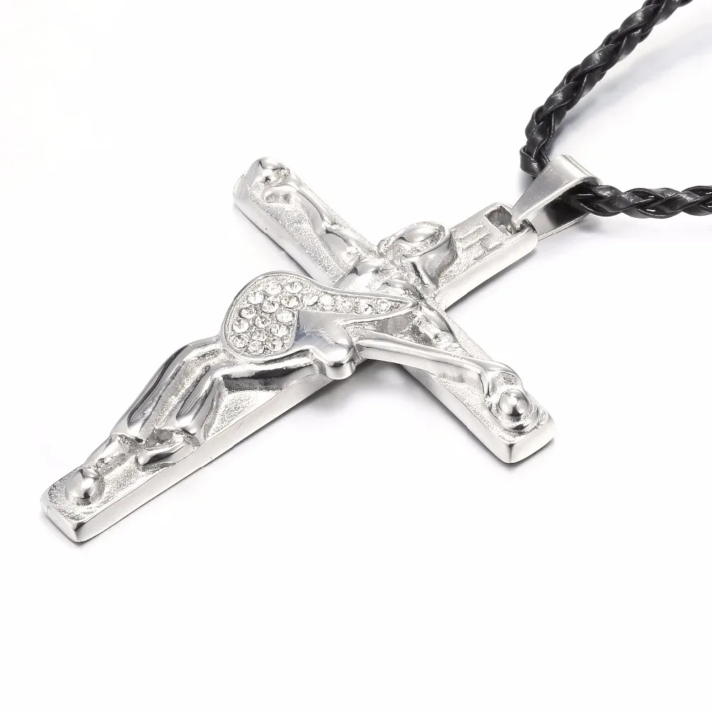 Johnny Hallyday kytaru kříž přívěsek náhrdelník ženy muži náhrdelník šperky z nerezové oceli půvaby řetěz náhrdelník Křesťanský Kříž 0