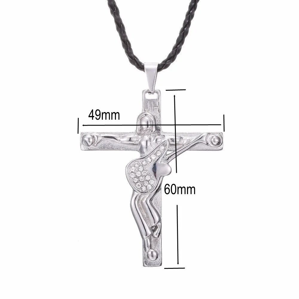 Johnny Hallyday kytaru kříž přívěsek náhrdelník ženy muži náhrdelník šperky z nerezové oceli půvaby řetěz náhrdelník Křesťanský Kříž 2