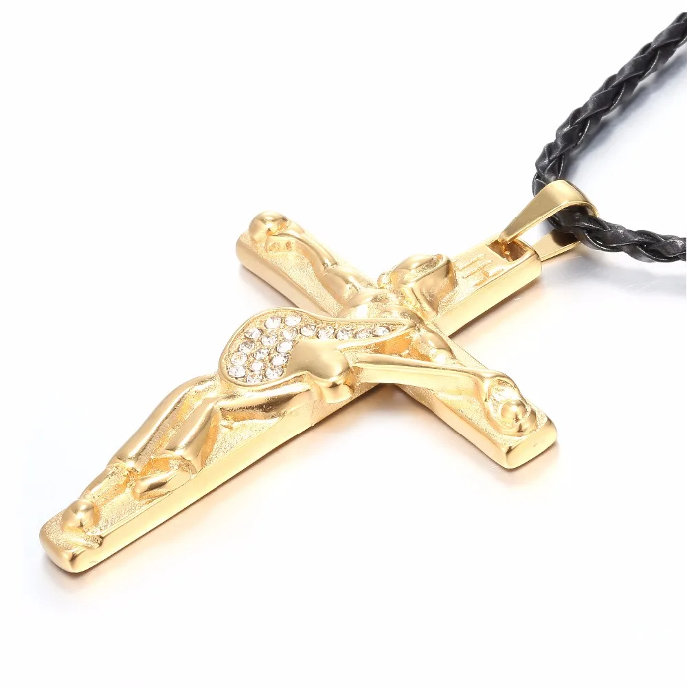 Johnny Hallyday kytaru kříž přívěsek náhrdelník ženy muži náhrdelník šperky z nerezové oceli půvaby řetěz náhrdelník Křesťanský Kříž 3