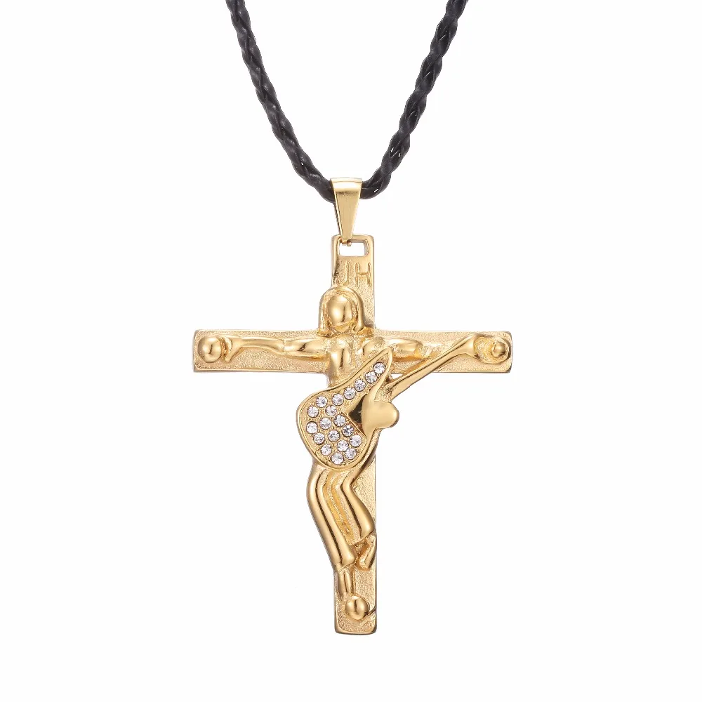 Johnny Hallyday kytaru kříž přívěsek náhrdelník ženy muži náhrdelník šperky z nerezové oceli půvaby řetěz náhrdelník Křesťanský Kříž 4