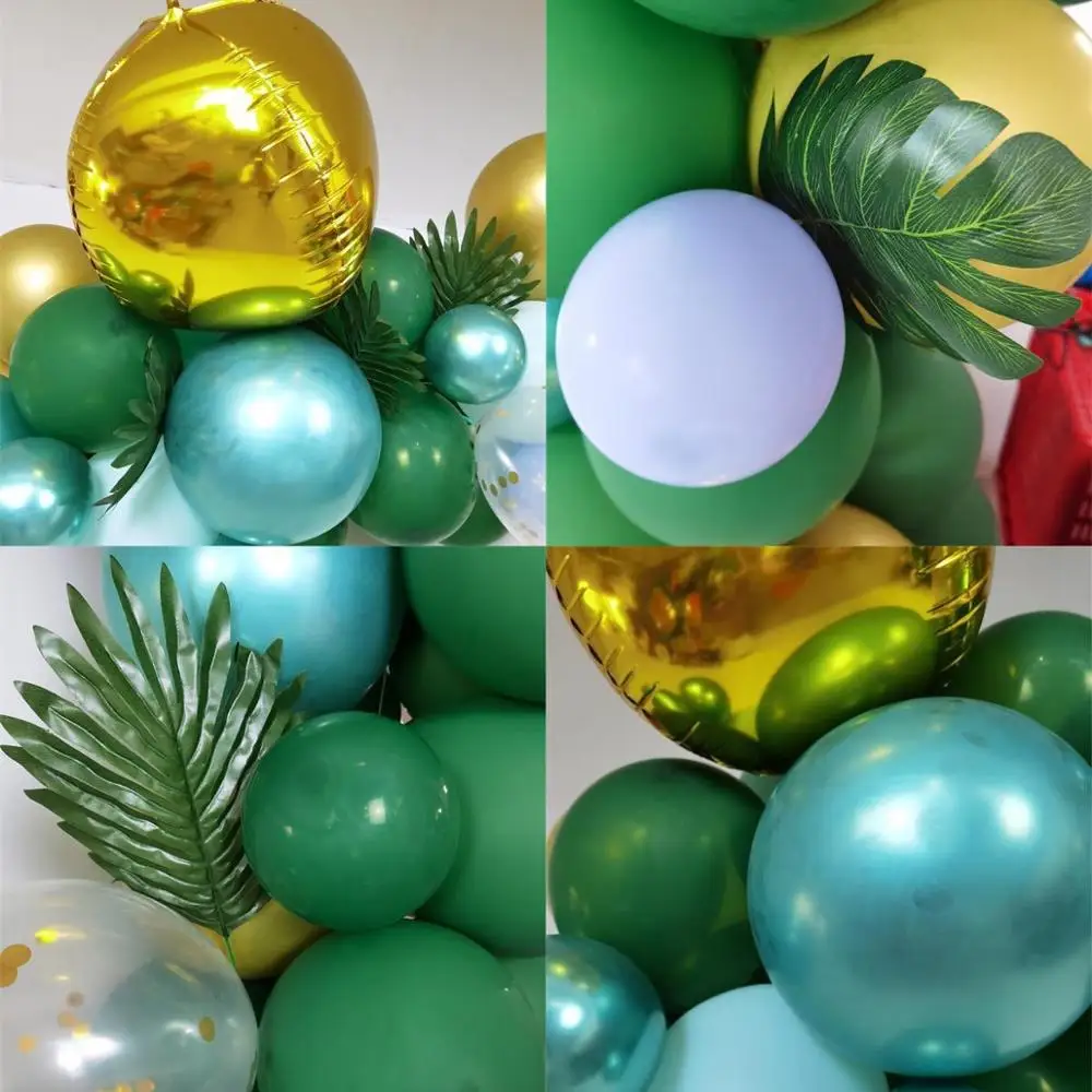 Jungle Party Balónky Inkoust Zelené Balónky Řetězce Tropické Listy Latexových Balónků Kit Balón Arch Pro Dovolenou, Narozeniny, Strana, Výzdoba 4