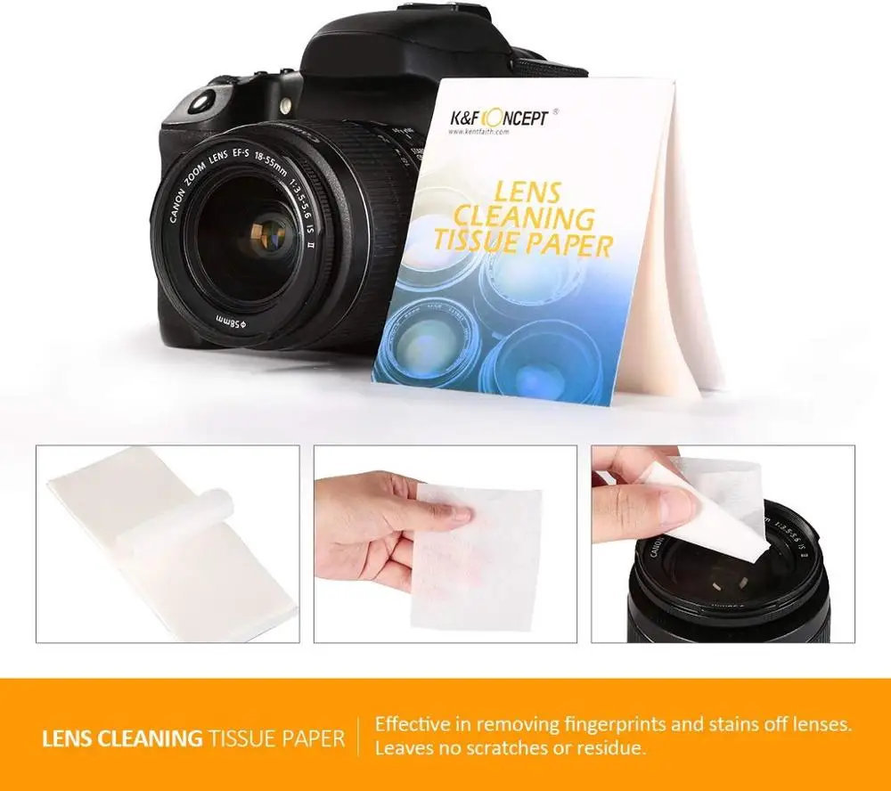 K&F Koncept čistící set pro fotoaparát a objektiv 5 v 1 čistící kartáč měchy utěrky z mikrovlákna čistící papír prázdný sprej láhev 3