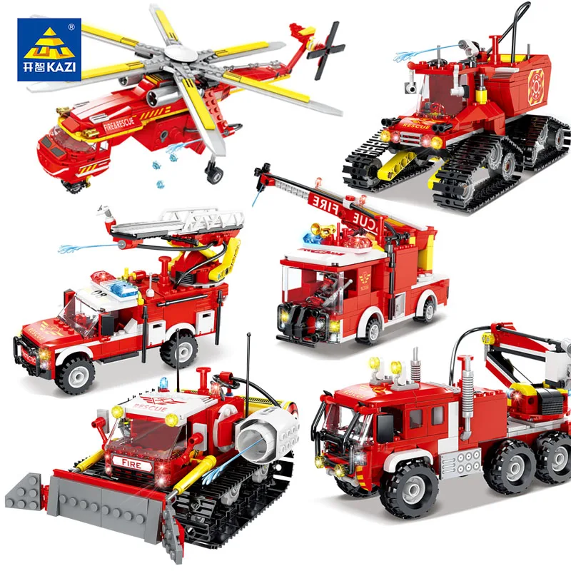 KAZI City Fire Rescue Série Stavebních Bloků Přestřelce Letadlo Lesní Požár Kamionu Hasič Postavy Vzdělávací Hračka Pro Děti Dárek 5
