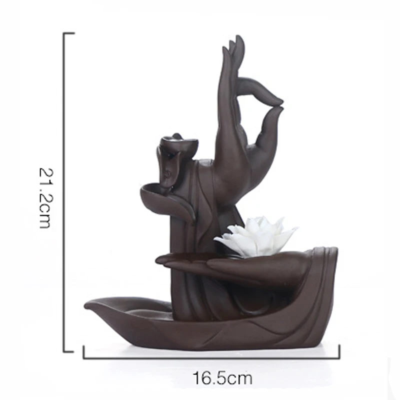 Keramické Elegantní Buddha Ruku Lotus kadidelnicí Zen Home Decor Zpětná Kadidlo Hořák s 20 Ks Kadidlo Kužele 1