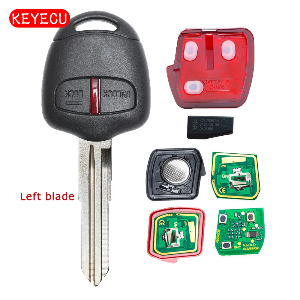 Keyecu Centrál na Klíč Dálkového Fob 2 Tlačítko 433MHz ID46 Čip pro Mitsubishi Lancer Outlander Levé Blade 0