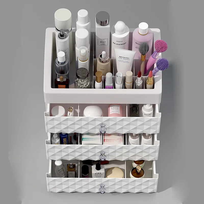 Kosmetické Make-up organizátor plastové zásuvky beauty box nehty desktop ukládání šperků případě, kartáč na nehty rtěnka kontejneru 3