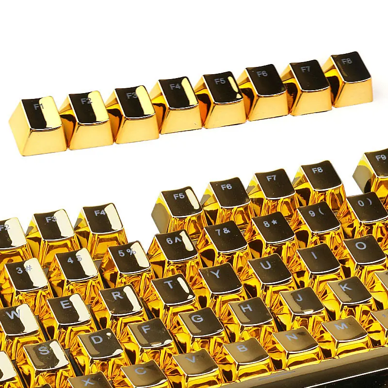 Kovové Pozinkované Zlaté Barvy 104 Klíč 87 Klíč 81 Klíč pro Podsvícená Mechanická Klávesnice PBT Bi-Color Double Shot 2