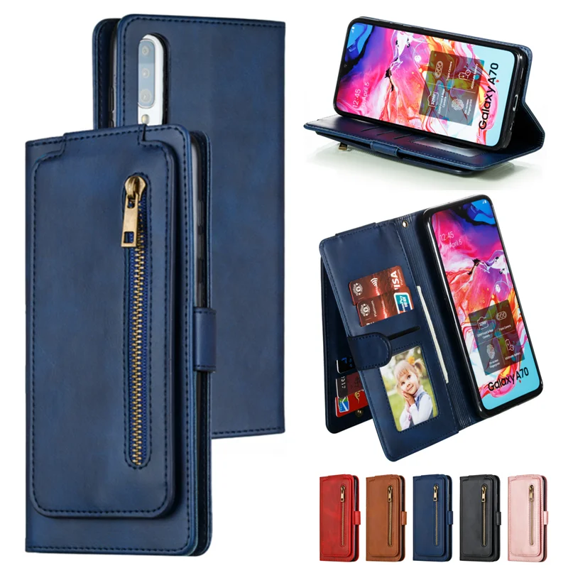 Kožené Flip Pro Samsun Galaxy A50 A70 A30 A40 A20 S A10 M10Book Peněženka Stát Telefon Pouzdro etui caso Pro A5 A7 A8 2018 Kryt 4