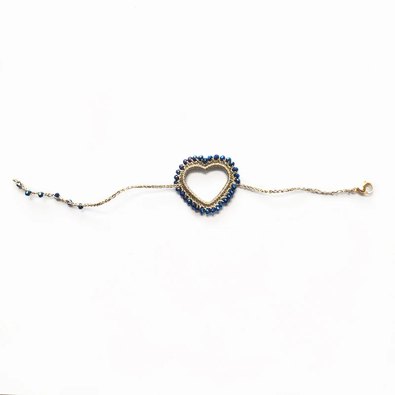 Kreativní Design ve tvaru Srdce, Náramek Geometrické Crystal Korálky Lano Pletené Řetězce Šperky, Dárek na Valentýna Pro Dívky 2021 1