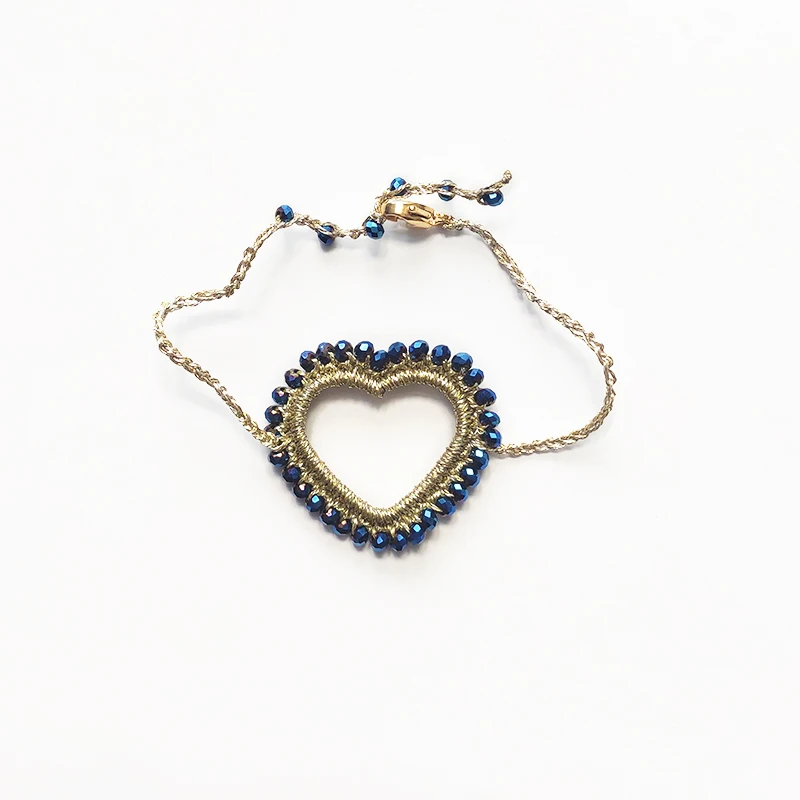 Kreativní Design ve tvaru Srdce, Náramek Geometrické Crystal Korálky Lano Pletené Řetězce Šperky, Dárek na Valentýna Pro Dívky 2021 3