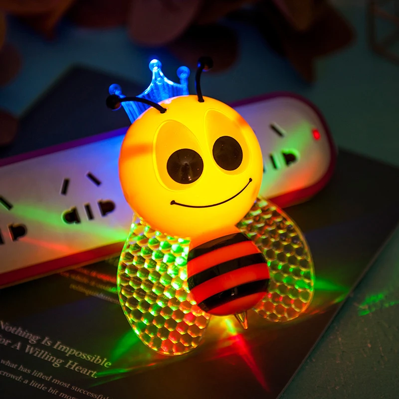 Kreslené LED indukční barevné bee noční světlo roztomilé dítě dítě nástěnné svítidlo ložnice domácí dekoraci 5