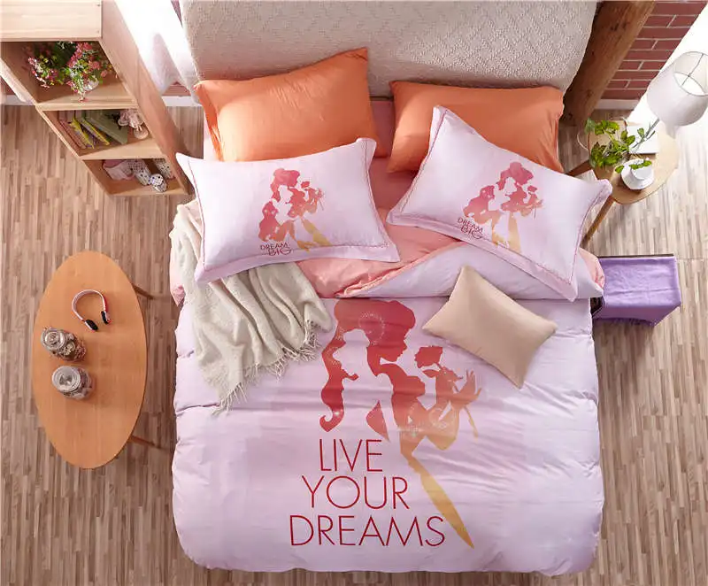 Kráska a zvíře ložní prádlo set queen size postel povlečení pro holky postele peřinu bavlněné přehozy pár ložnice dekor DISNEY 3d oddělenými postelemi 0