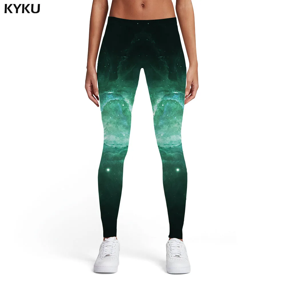 KYKU Galaxy Legíny Ženy Prostor Legíny Nebula Spandex Zelené Kalhoty Harajuku 3d Print Dámské Legíny Fitness Kalhoty 1