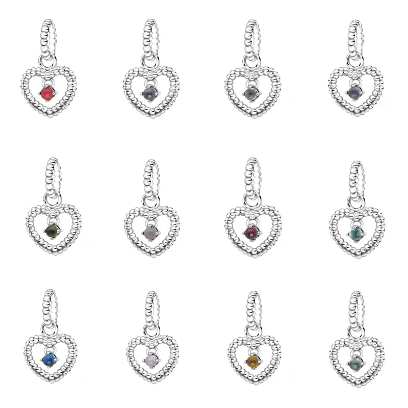Kámen Korálky Srdce Kouzlo Původní 925 Stříbrné Šperky se Hodí Had Chian Náramky Pro Ženy DIY Korálky Pro Výrobu Šperků 0