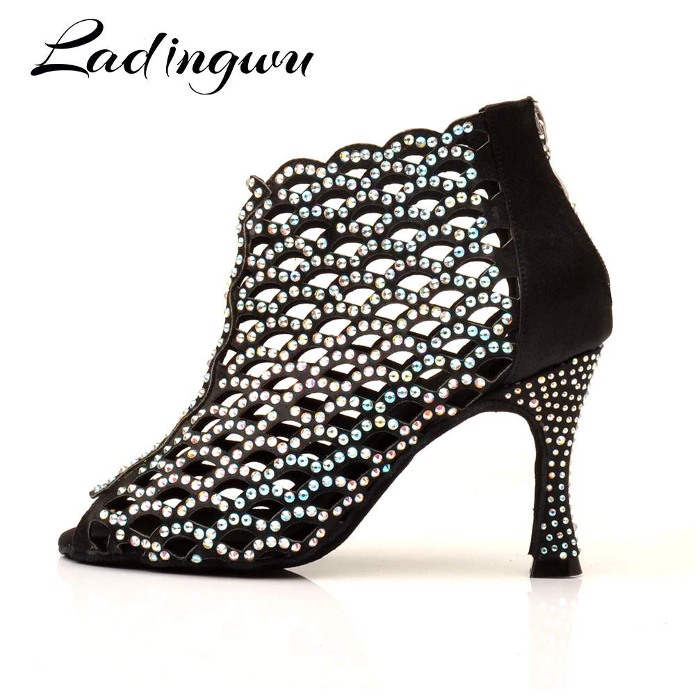 Ladingwu Latin taneční boty pro dívky ženy lady Drahokamu ballroom profesionální Salsa tango party taneční boty vysoký podpatek 3