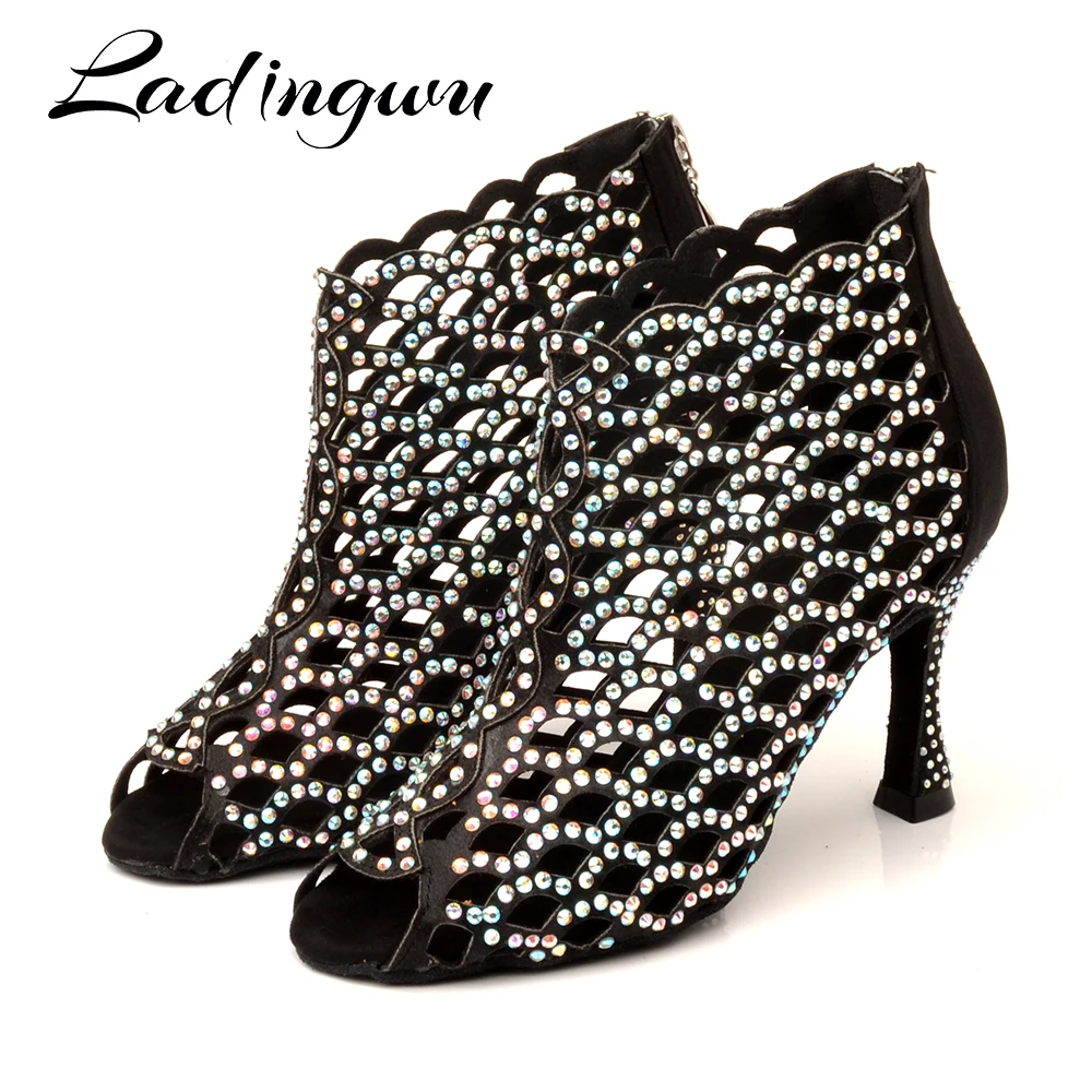 Ladingwu Latin taneční boty pro dívky ženy lady Drahokamu ballroom profesionální Salsa tango party taneční boty vysoký podpatek 4