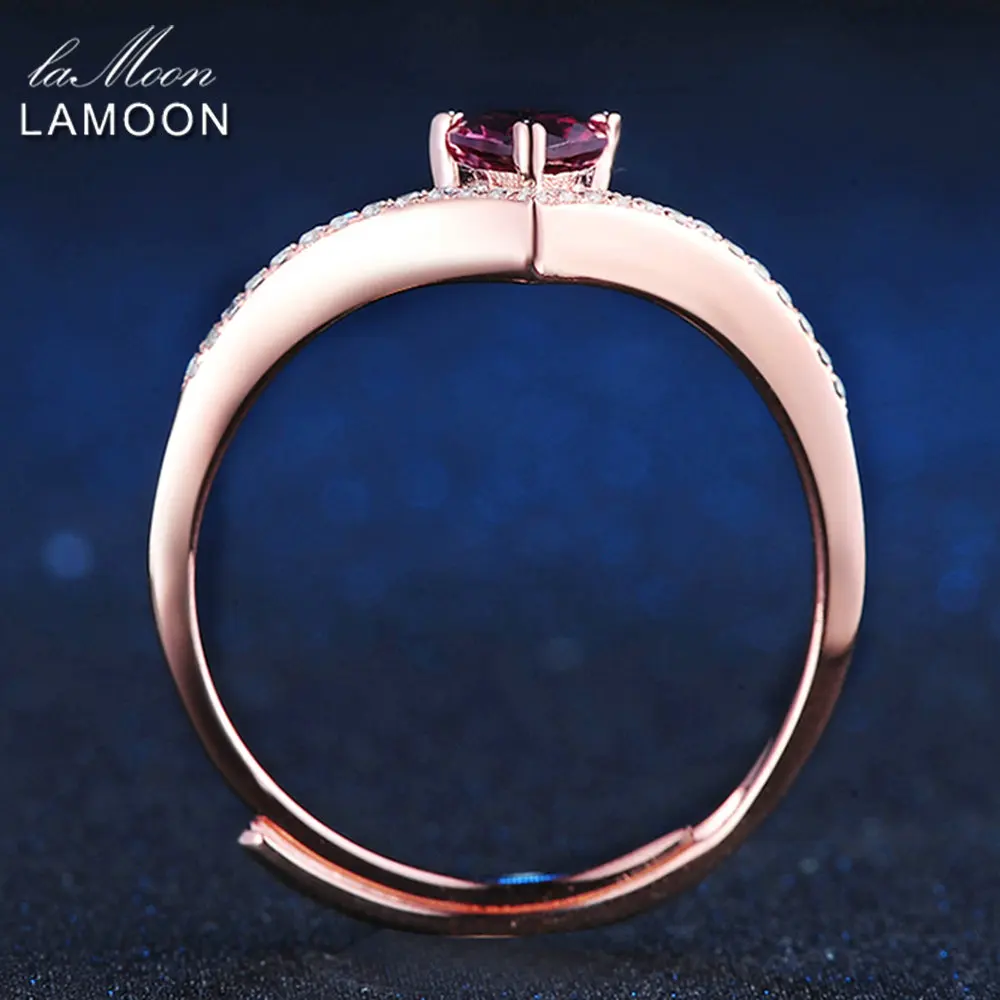 LAMOON - 4mm 0.3 ct Přírodní Srdce cut Red Garnet Prsten 925 Sterling Silver Šperky Romantické Svatební Kapela LMRI003 5