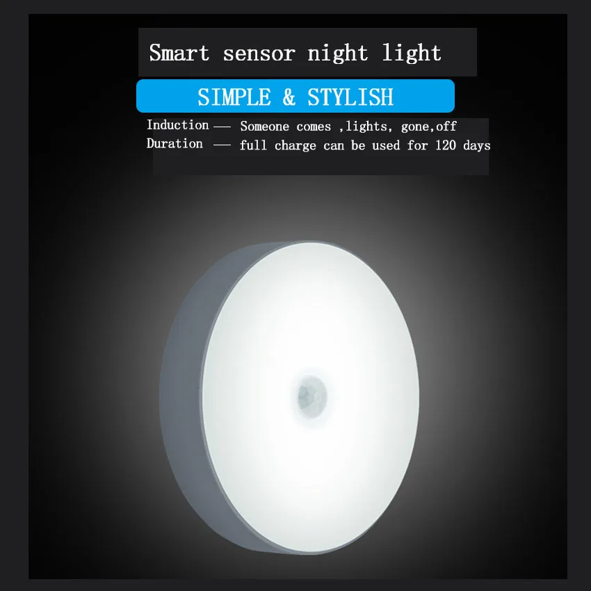LED Infračervený PIR Tělo Pohybové Čidlo Indukční Dobíjecí led Noční Světlo Bezdrátový Detektor Světla Nástěnné Svítidlo Světlo, Schodiště Šatna 5