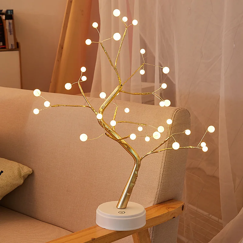 LED Noční Světlo Mini Vánoční Strom Měděný Drát Věnec Lampa Děti Ložnice Dekorace Světla Osvětlení, Domácí dekorace BV789 2