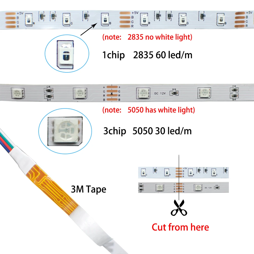 Led pásek Girlanda Led Světla, Bluetooth, Wi-fi RGB 5050 SMD Dálkové Ws2815 Smart Led Strip Lumiere Tv 24 V El Wire 1