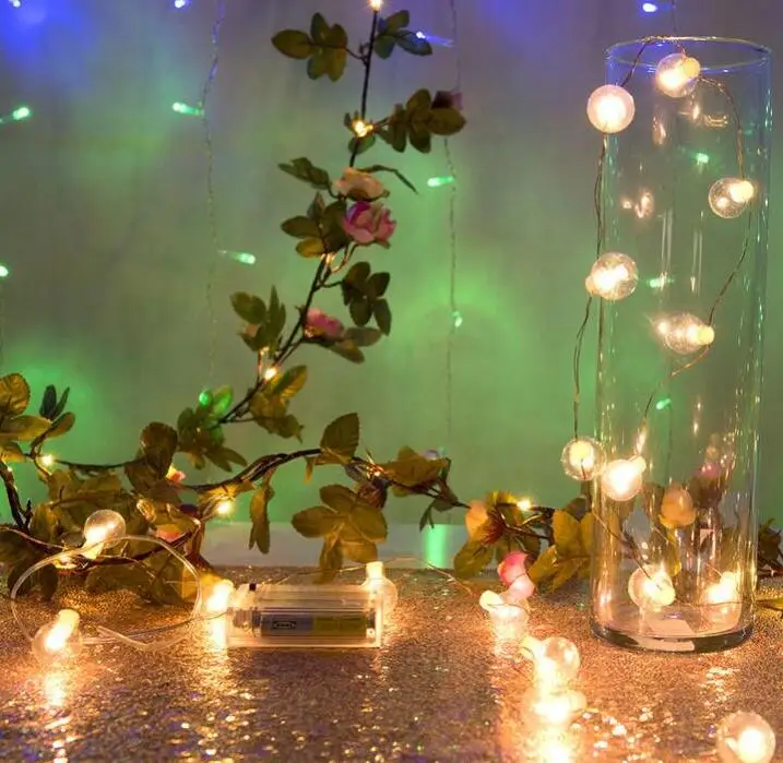 LED svítilna měděného drátu string lampa ratan květina lampa Vánoční dekorativní lampa řetězec 2 m 20 kontrolka baterie barva lampy 1