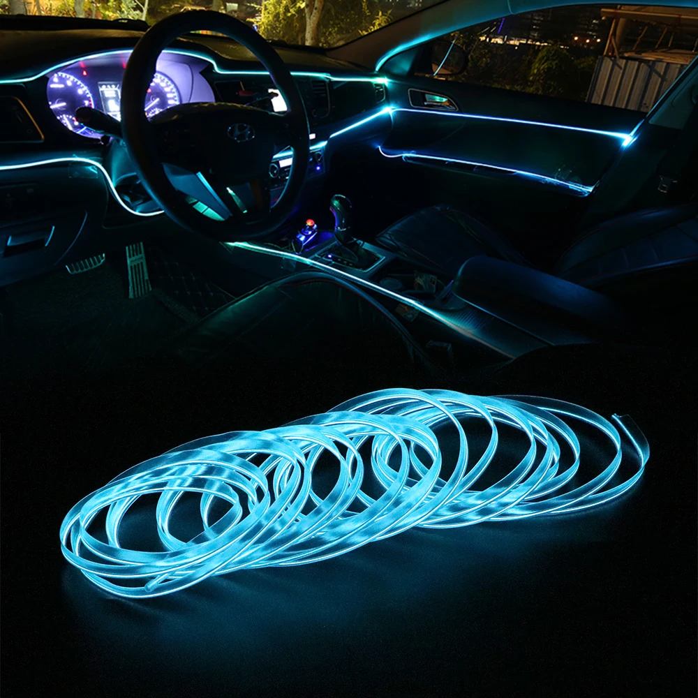 LEEPEE Flexibilní Neon EL Wire Car styling Auto 12V LED Studené světlo 5m Auto Lampy Dekorativní Lampa Světlo Proužky 1