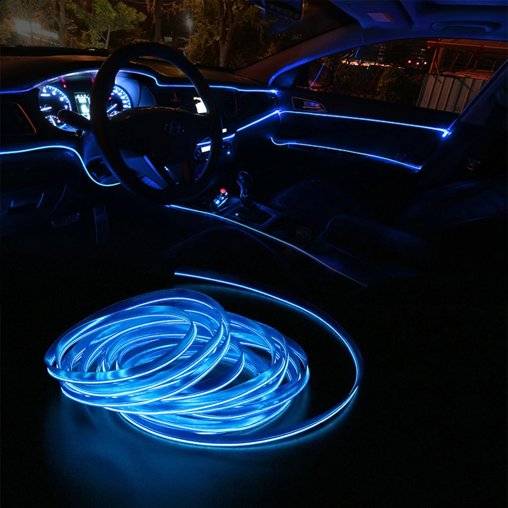 LEEPEE Flexibilní Neon EL Wire Car styling Auto 12V LED Studené světlo 5m Auto Lampy Dekorativní Lampa Světlo Proužky 4