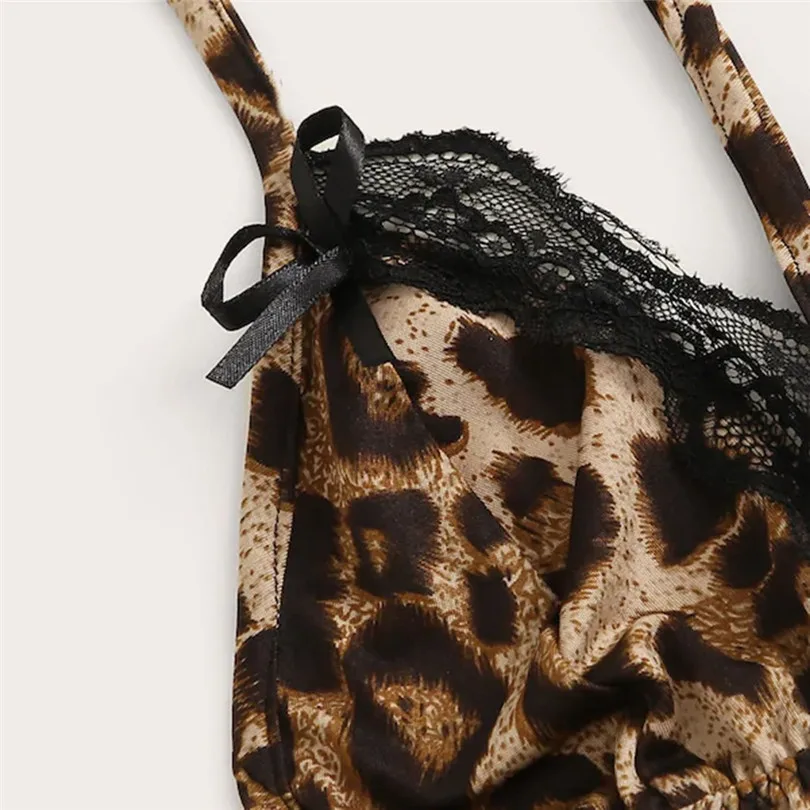 Leopard Košili S Sexy Tanga, Erotické spodní Prádlo s hlubokým Výstřihem Sexy spodní Prádlo Krajka Plus Velikost Soutien Gorge Sexy neříká 