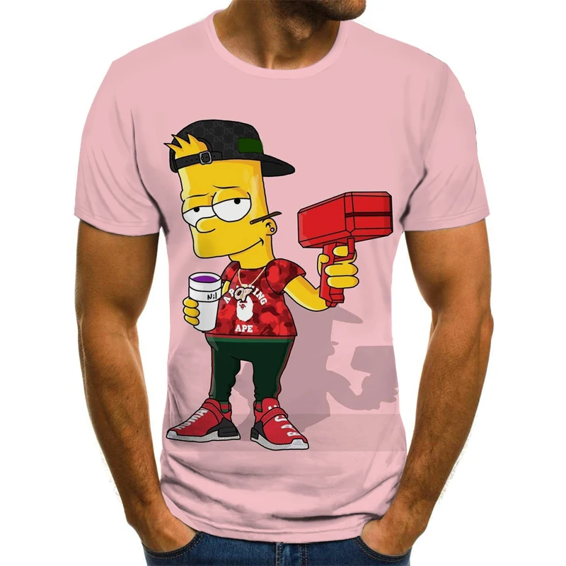Letní Horké 3D Anime Kolem Krku Pánské a Dámské trička 2020 Nové Simpsonovi Zábava Streetwear 3D Krátký Rukáv Harajuku Hip Hop Top 4