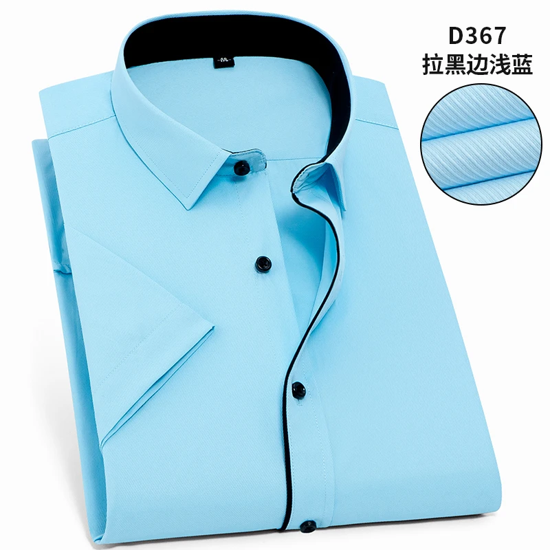 Letní modrá košile muži big plus velikost velká délka 8XL formální krátký rukáv jednoduché tričko office volné volné košile 10XL 12XL 140KG 56 1