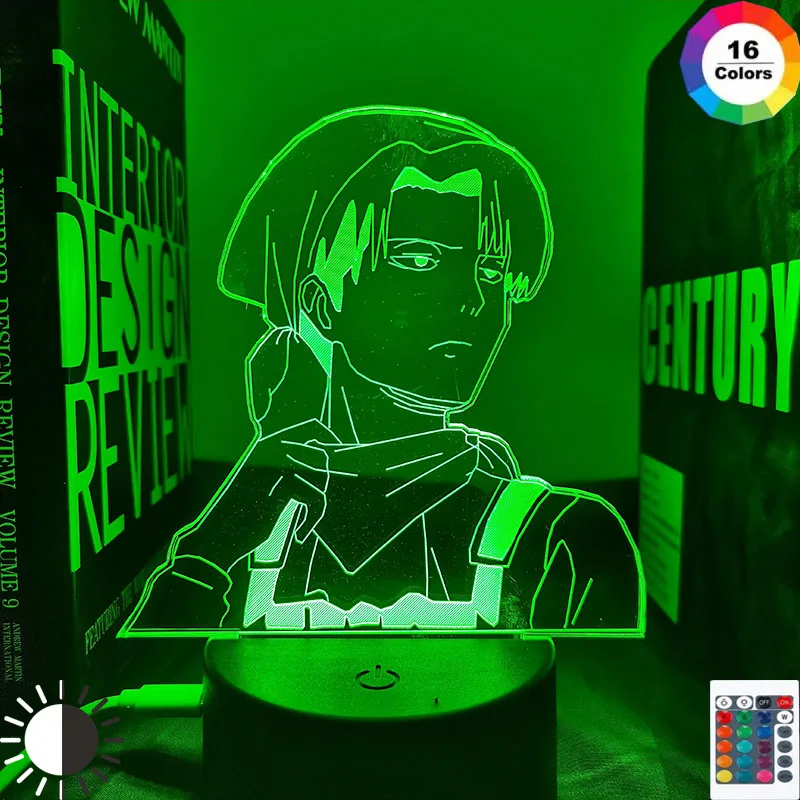 Levi Ackerman Akrylové 3D Lampa Útok na Titan pro Domácí Pokoj Dekor Světlo Dítě Dárek Levi Ackerman LED Noční Světlo Anime 2