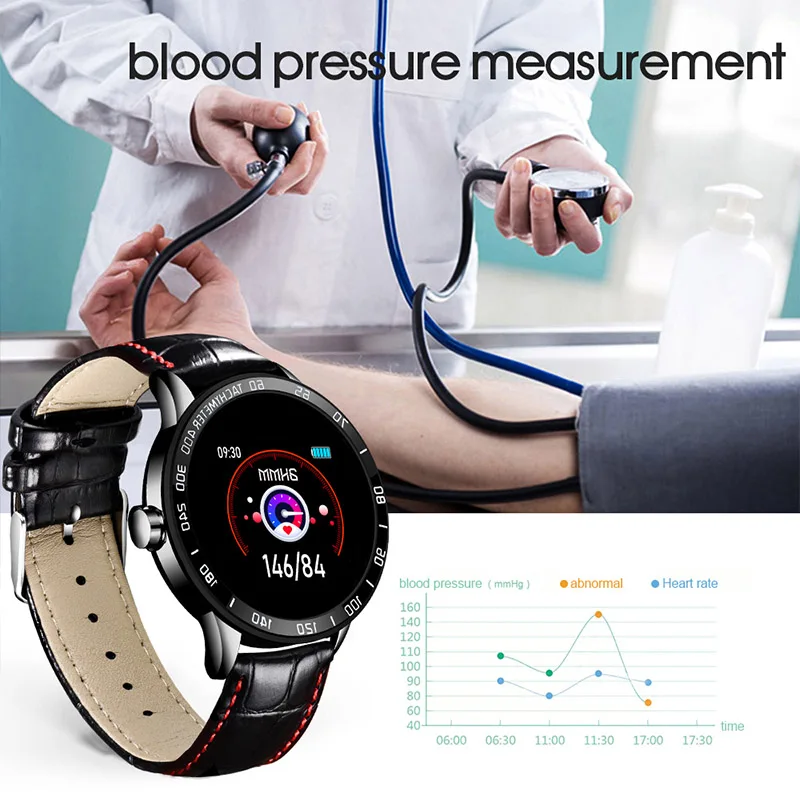 LIGE 2019 Nové kožené chytré hodinky muži kožený chytrý sport watch Pro iPhone Srdeční frekvence, krevní tlak, smartwatch, Fitness tracker 0