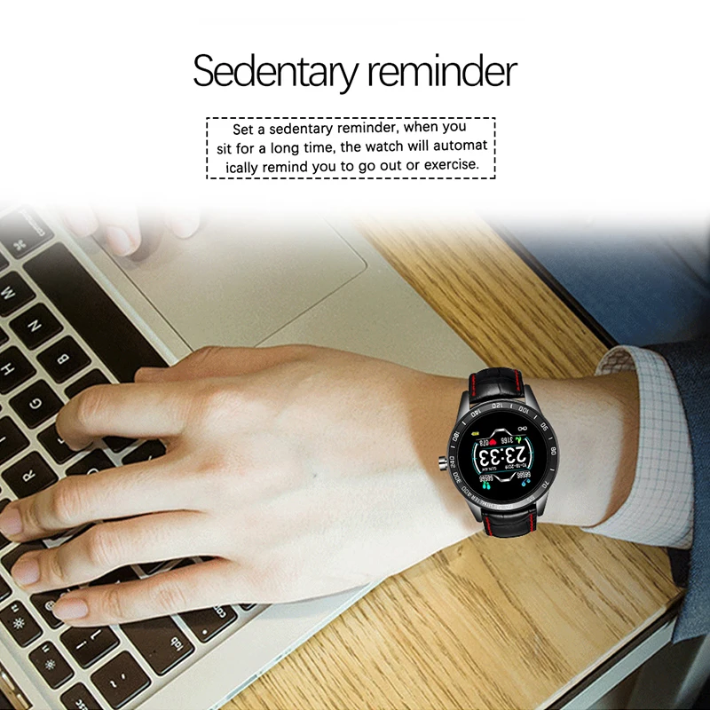 LIGE 2019 Nové kožené chytré hodinky muži kožený chytrý sport watch Pro iPhone Srdeční frekvence, krevní tlak, smartwatch, Fitness tracker 1