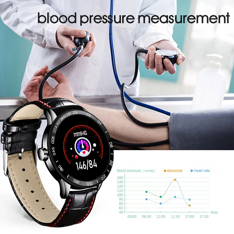 LIGE 2019 Nové kožené chytré hodinky muži kožený chytrý sport watch Pro iPhone Srdeční frekvence, krevní tlak, smartwatch, Fitness tracker 2