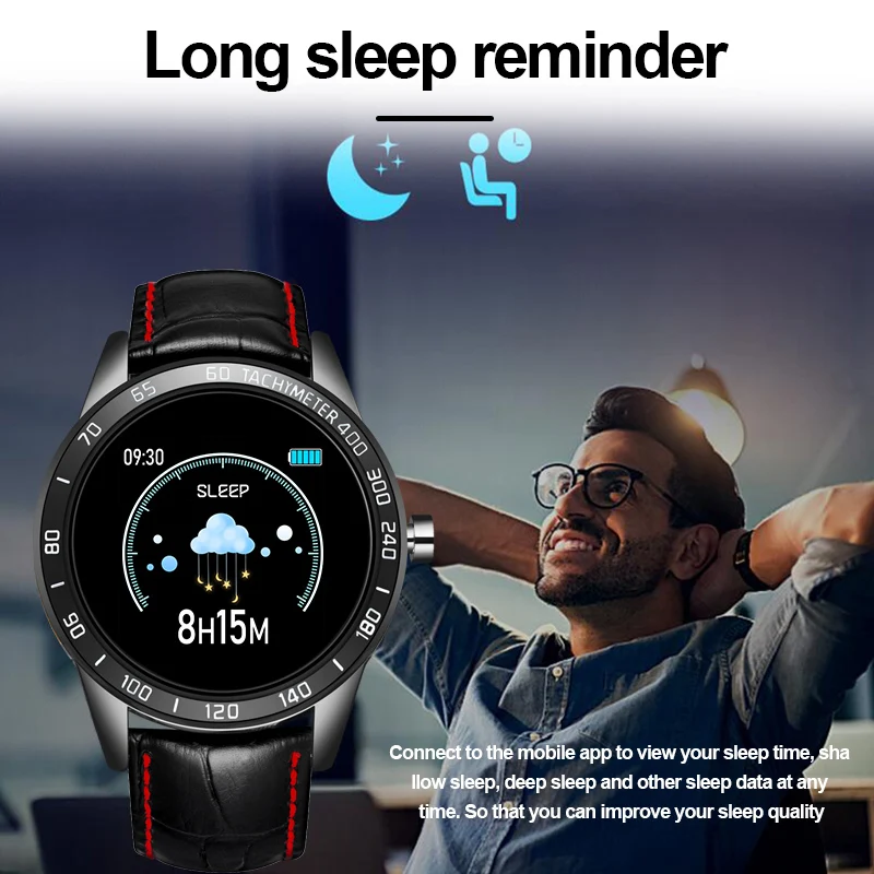 LIGE 2019 Nové kožené chytré hodinky muži kožený chytrý sport watch Pro iPhone Srdeční frekvence, krevní tlak, smartwatch, Fitness tracker 3