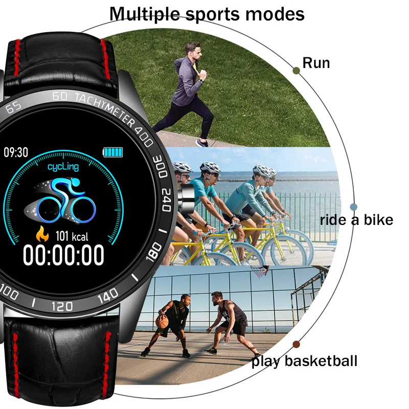 LIGE 2019 Nové kožené chytré hodinky muži kožený chytrý sport watch Pro iPhone Srdeční frekvence, krevní tlak, smartwatch, Fitness tracker 4