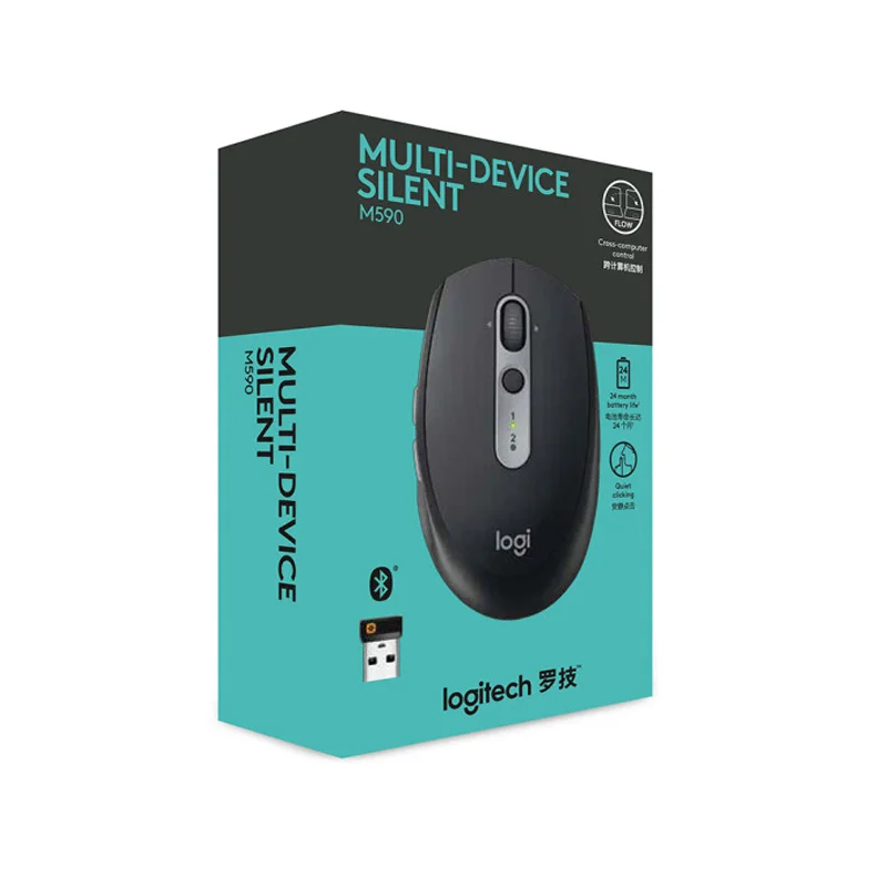 Logitech M585 Myši Bluetooth Bezdrátové Počítačové Myši M590 Tichý a PRŮTOK BT Mini Mute myš s Sjednocující Přijímač 3