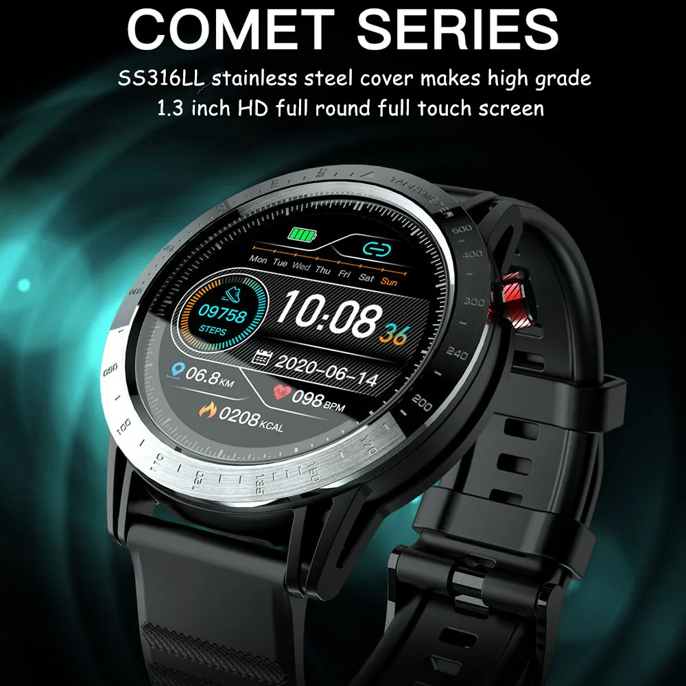 Lokmat Času Kometa Chytré Hodinky Muži 1.3 palcový Full Kolo Touch Sport Smartwatches Reloj Inteligente Telefonu Partner pro Android, IOS 4