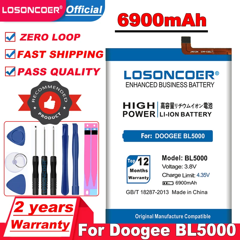 LOSONCOER 6900mAh Pro Doogee bl5000 Náhradní Baterie Pro Doogee bl5000 Chytrý Telefon 0