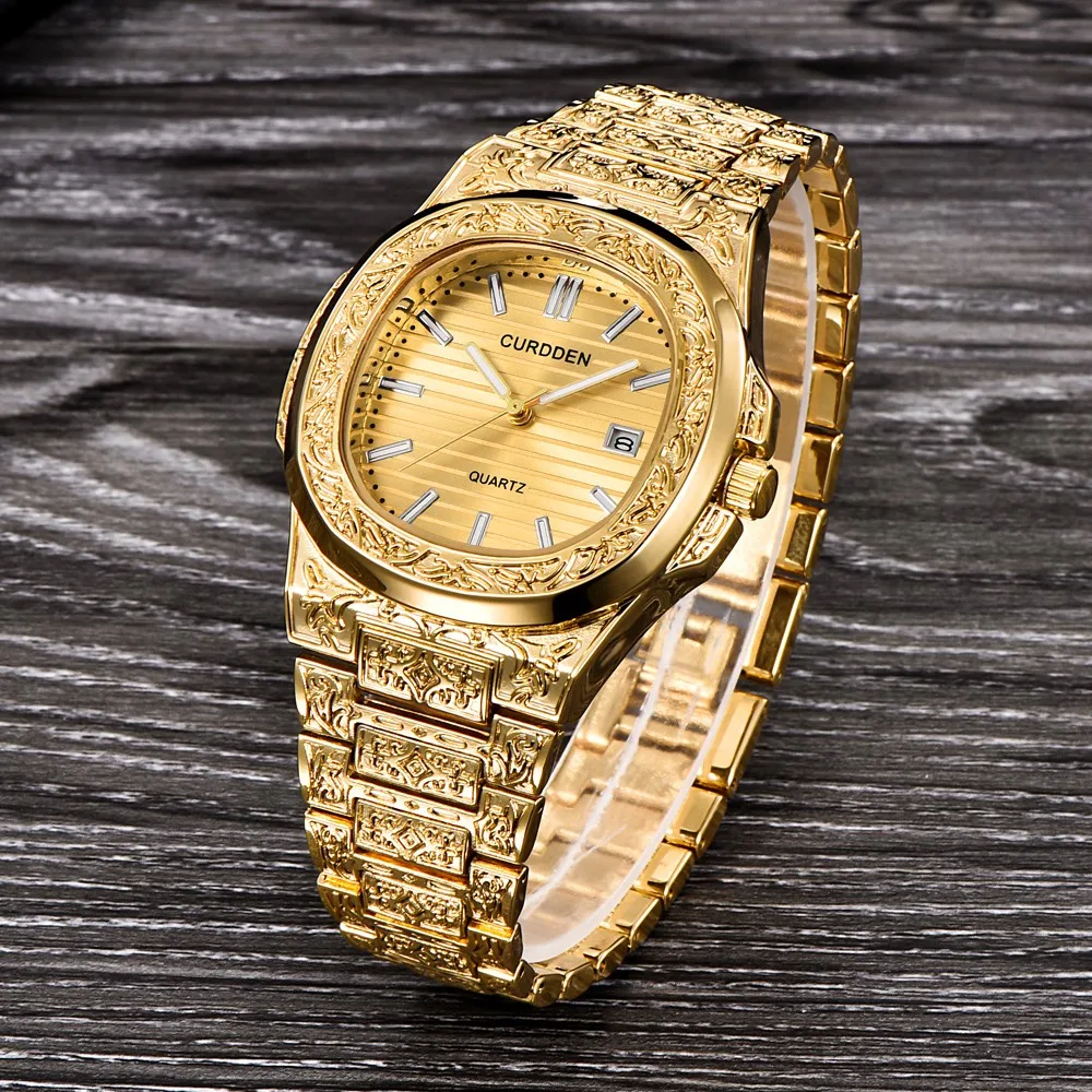 Luxusní Slavné Top Značky Pánské Módní Ležérní Šaty Hodinky Slitiny řemínek Quartz Náramkové hodinky Retro Styl quartz horloge heren F5 1