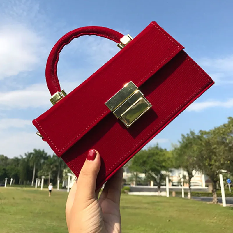 Luxusní Červená Taška Přes Rameno Semiš Box Bag Styl Designer Žen Tašky Náměstí Tašky Přes Rameno Crossbody Tašky 1