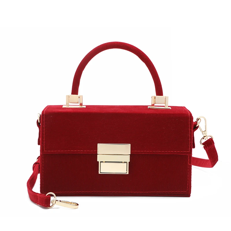 Luxusní Červená Taška Přes Rameno Semiš Box Bag Styl Designer Žen Tašky Náměstí Tašky Přes Rameno Crossbody Tašky 3