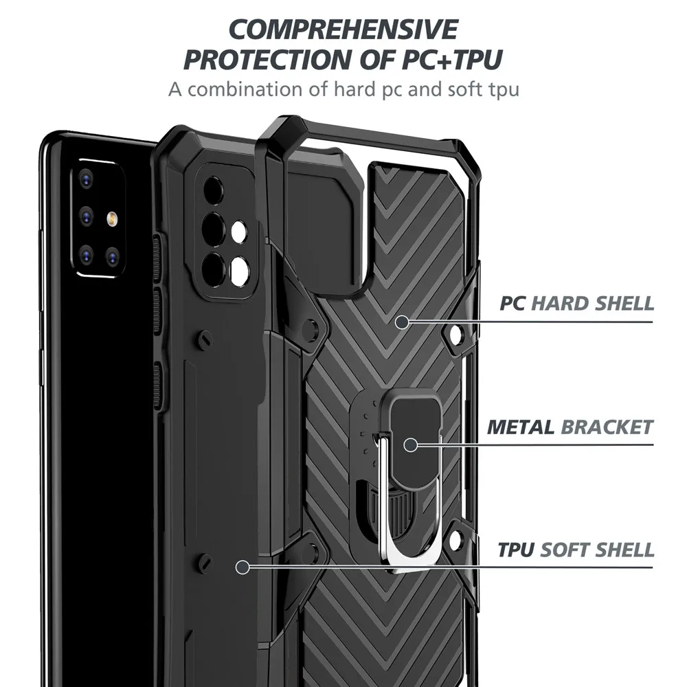 Magnetický Stojan Pouzdro pro Samsung Galaxy A01 A41 A51 A71 A81 A91 A21 A11 EU Případech Vojenské Ochranné Držák do Auta Kryty 3