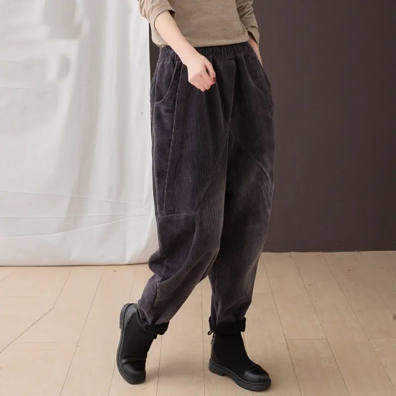 Manšestrové Kalhoty pro Ženy, Fleece Harem Kalhoty, Ženy Volné Velké Velikosti Volné Kalhoty Elegantní Módní Žena 2021 Zimní Oblečení 0