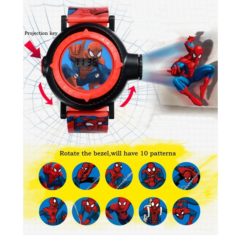 MARVEL Originální Spider Man Projekce LED Digitální Hodinky Děti Cool Cartoon Hodinky, Dítě, Dárek k Narozeninám Disney Chlapec, Dívka Hodiny Hračka 5