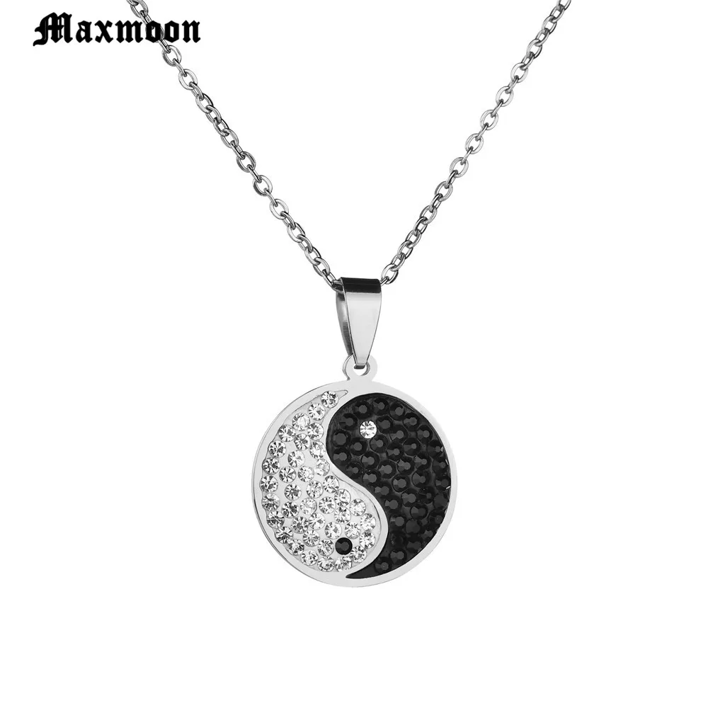 Maxmoon Náhrdelník Šperky Yin Yang Tai Chi Přívěsek Náhrdelníky Černá Bílá Z Nerezové Oceli Náhrdelník Pro Muže, Ženy, Dárek 1