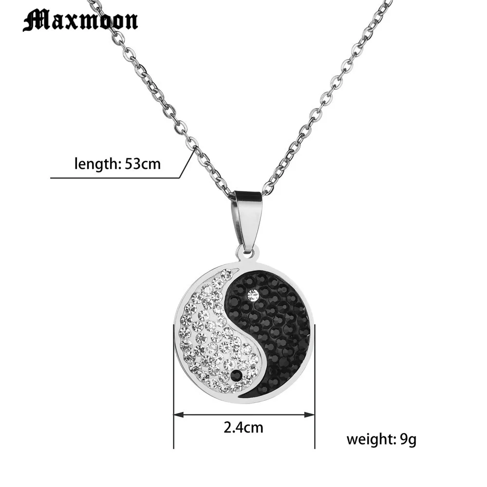 Maxmoon Náhrdelník Šperky Yin Yang Tai Chi Přívěsek Náhrdelníky Černá Bílá Z Nerezové Oceli Náhrdelník Pro Muže, Ženy, Dárek 4